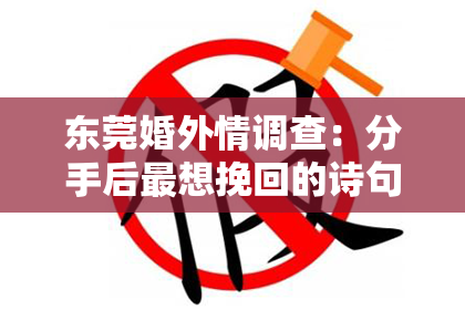 东莞婚外情调查：分手后最想挽回的诗句女生