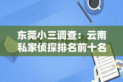 东莞小三调查：云南私家侦探排名前十名：揭秘神秘调查界的佼佼者