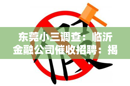 东莞小三调查：临沂金融公司催收招聘：揭秘行业动态与职业机会