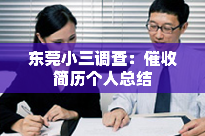 东莞小三调查：催收简历个人总结