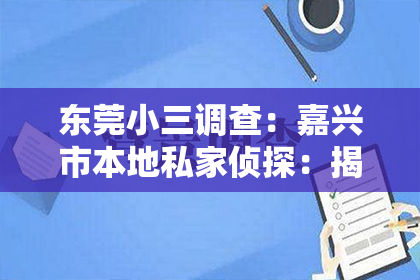 东莞小三调查：嘉兴市本地私家侦探：揭秘隐私守护者的神秘世界