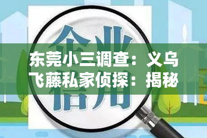 东莞小三调查：义乌飞藤私家侦探：揭秘背后的故事与专业服务