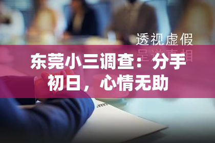 东莞小三调查:分手初日,心情无助