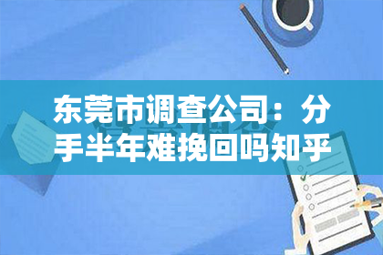 东莞市调查公司：分手半年难挽回吗知乎小说