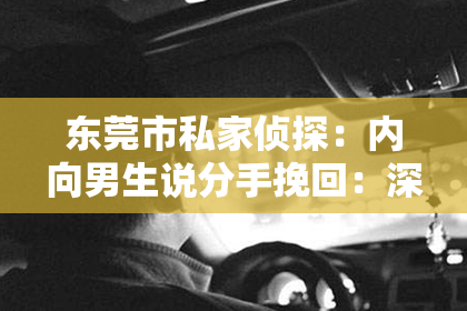 东莞市私家侦探：内向男生说分手挽回：深度解析与有效策略