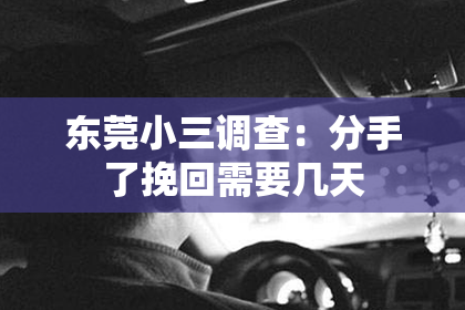 东莞小三调查：分手了挽回需要几天