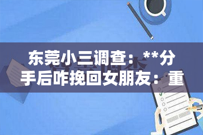 东莞小三调查：**分手后咋挽回女朋友：重建爱情的策略与建议**