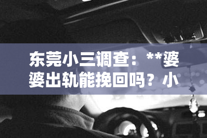 东莞小三调查：**婆婆出轨能挽回吗？小说全文**