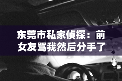 东莞市私家侦探：前女友骂我然后分手了怎么挽回